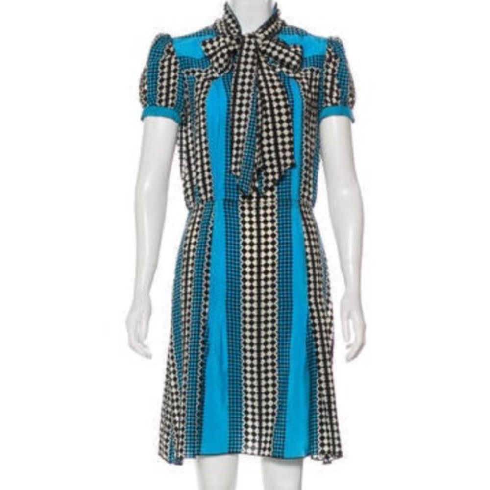 Anna Sui Silk Geometric Print Dress